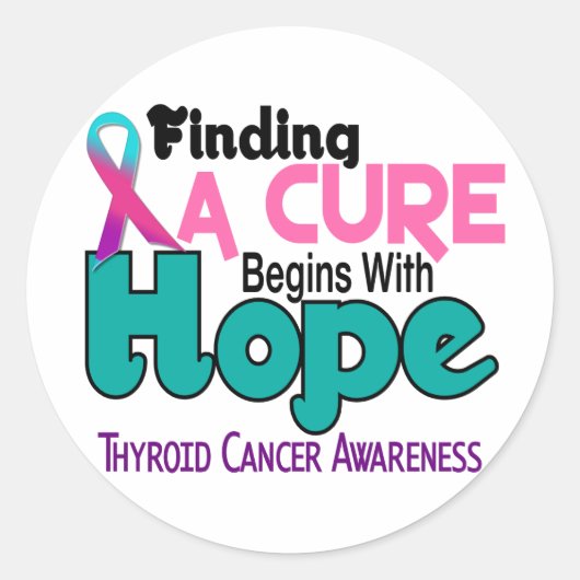 Sticker Rond Cancer de la thyroïde HOPE 5 (Devant)