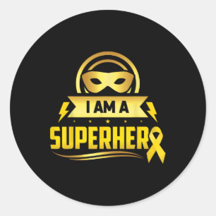 Sticker Rond Cancer De L'Enfance Je Suis Un Ruban Superhéros