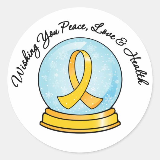 Sticker Rond Cancer de l'enfance Joyeux Noël Snowglobe (Devant)
