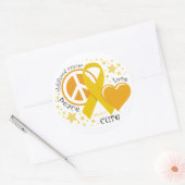 Sticker Rond Cancer de l'enfance Paix Amour Cure (Enveloppe)