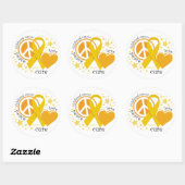 Sticker Rond Cancer de l'enfance Paix Amour Cure (Feuille)