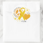 Sticker Rond Cancer de l'enfance Paix Amour Cure (Sac)