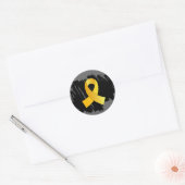 Sticker Rond Cancer de l'Enfance Ruban d'or avec scintille (Enveloppe)