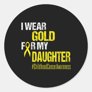 Sticker Rond Cancer de l'enfance Ruban d'or pour porter de l'or