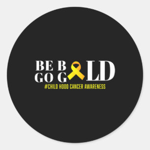 Sticker Rond Cancer de l'enfance Sensibilisation au ruban or