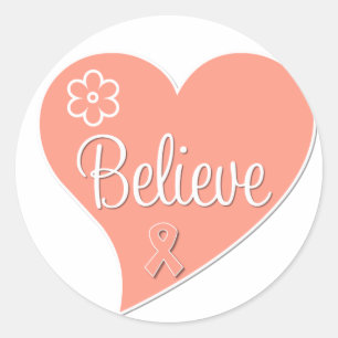 Sticker Rond Cancer de l'utérus croire coeur
