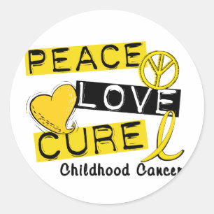 STICKER ROND CANCER D'ENFANCE DE TRAITEMENT D'AMOUR DE PAIX