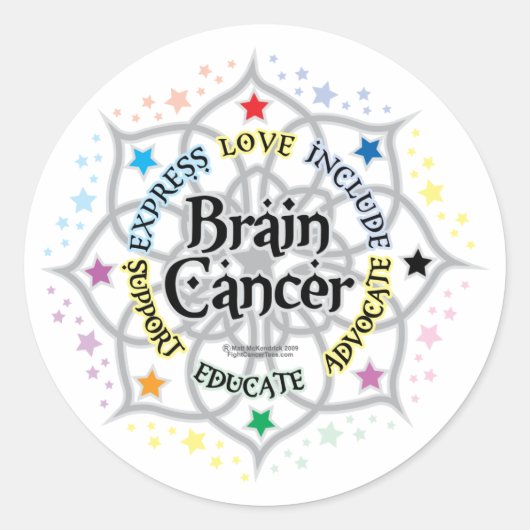 Sticker Rond Cancer du cerveau Lotus (Devant)