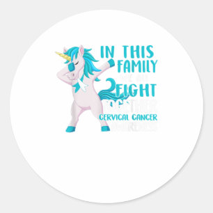 Sticker Rond Cancer Du Col Dans Cette Famille Nous Nous Combatt
