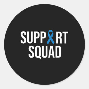 Sticker Rond Cancer du côlon Cancer du côlon Bleu Ruban