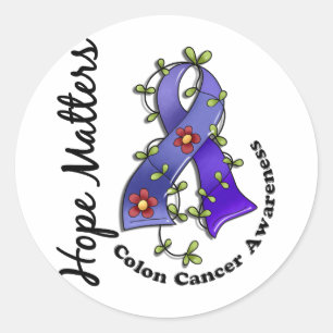 Sticker Rond Cancer du colon de sujets d'espoir du ruban 4 de