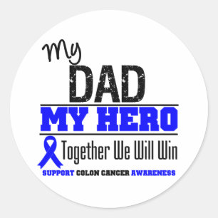 Sticker Rond Cancer du colon mon papa mon héros