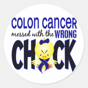 Sticker Rond Cancer du colon sali avec le poussin faux