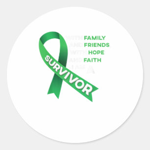 Sticker Rond Cancer du foie Résurvivant Ruban vert