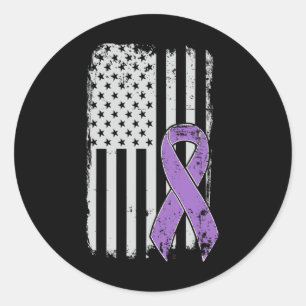 Sticker Rond Cancer du pancréas Drapeau américain - Sensibilisa