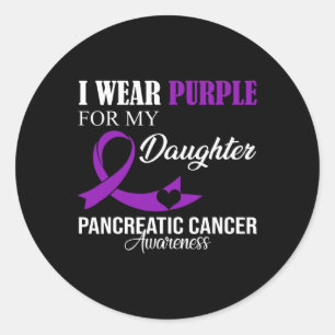 Sticker Rond Cancer Du Pancréas Je Porte Du Purple Pour Ma Fill