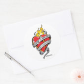 Sticker Rond Cancer du poumon Tattoo Coeur (Enveloppe)