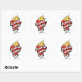 Sticker Rond Cancer du poumon Tattoo Coeur (Feuille)