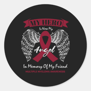 Sticker Rond Cancer du sang en mémoire d'un ami Myélome multipl