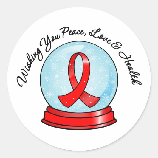 Sticker Rond Cancer du sang Ruban Joyeux Noël Snowglobe (Devant)