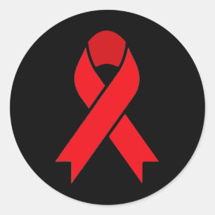 Sticker Rond Cancer du sang Semaine du ruban rouge Sensibilisat