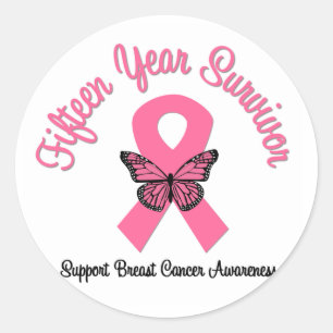 Sticker Rond Cancer du sein 15 ans Survivant