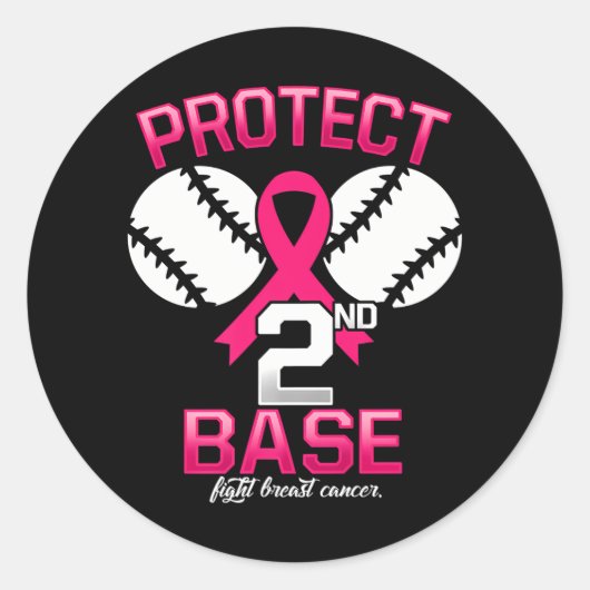 Sticker Rond Cancer du sein Baseball Protéger la deuxième base  (Devant)