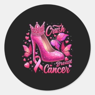 Sticker Rond Cancer Du Sein Combattre Comme Une Reine Noir Afro