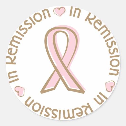 Sticker Rond Cancer Du Sein Du Ruban Rose En Remission (Devant)
