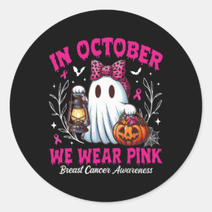 Sticker Rond Cancer Du Sein En Octobre Nous Portons Le Fantôme