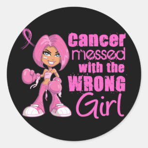 Sticker Rond Cancer du sein Fille de combat 1