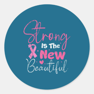 Sticker Rond Cancer du sein fort nouveau et beau