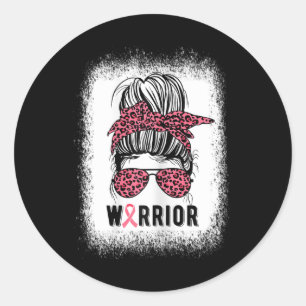 Sticker Rond Cancer du sein Guerrier rose Ruban Cancer du sein