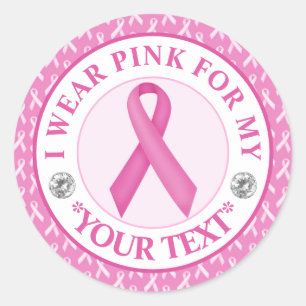 Sticker Rond Cancer du sein, je porte du rose pour la sensibili
