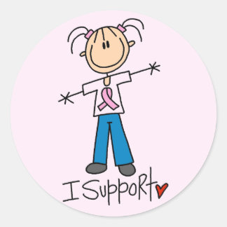 Sticker Rond Cancer du sein Je soutiens les chemises et les cad