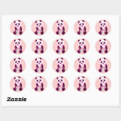 Sticker Rond Cancer du sein Panda Ours (Feuille)