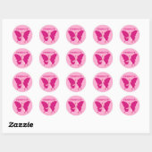 Sticker Rond Cancer du sein Papillon rose Ruban Force (Feuille)