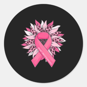 Sticker Rond Cancer du sein Pink Ribbon Tournesol Cancer du sei