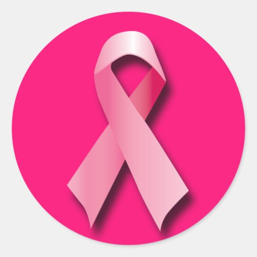 STICKER ROND CANCER DU SEIN ROSE RIBBON (Devant)