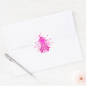 Sticker Rond Cancer du sein Ruban rose (Enveloppe)