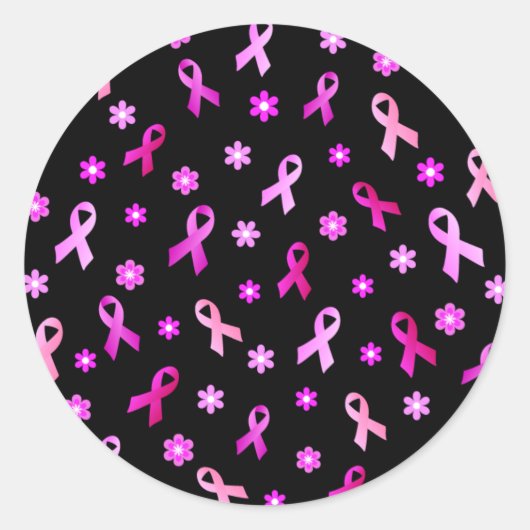 Sticker Rond Cancer du sein Ruban rose (Devant)