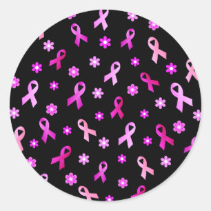 Sticker Rond Cancer du sein Ruban rose