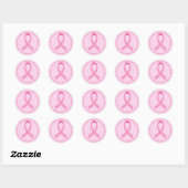 Sticker Rond Cancer du sein Ruban rose (Feuille)
