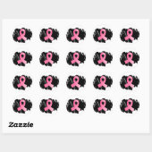 Sticker Rond Cancer Du Sein Ruban Rose Avec Scribble (Feuille)