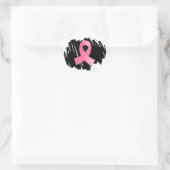 Sticker Rond Cancer Du Sein Ruban Rose Avec Scribble (Sac)