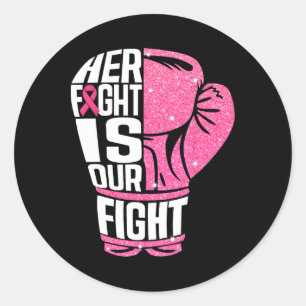 Sticker Rond Cancer du sein Sa lutte est notre combat Gants de