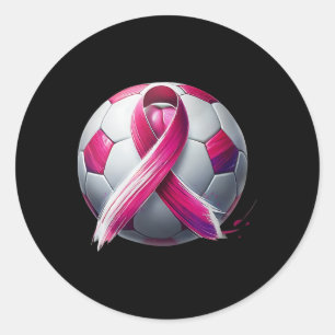 Sticker Rond Cancer du sein Soccer Byll Ruban Rose Kick pour un