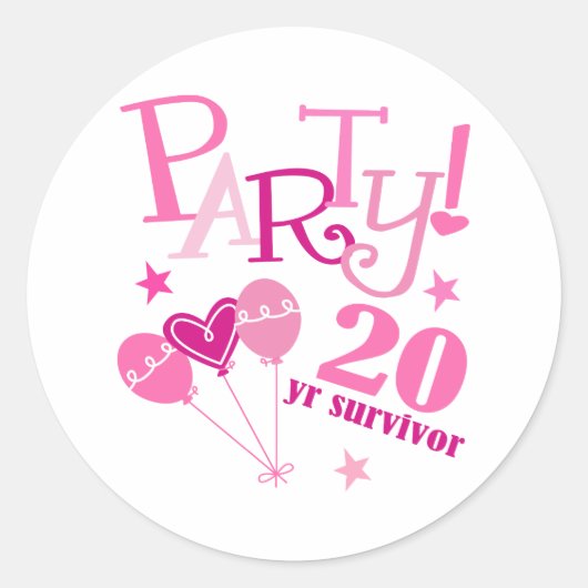 Sticker Rond Cancer du sein Survivant 20 ans (Devant)