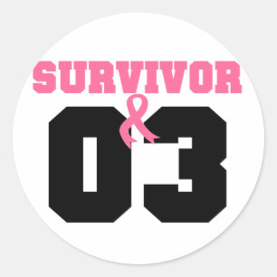 Sticker Rond Cancer du sein Survivant 3 ans