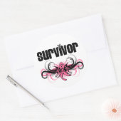 Sticker Rond Cancer du sein Survivant Grunge Emblem ailé (Enveloppe)